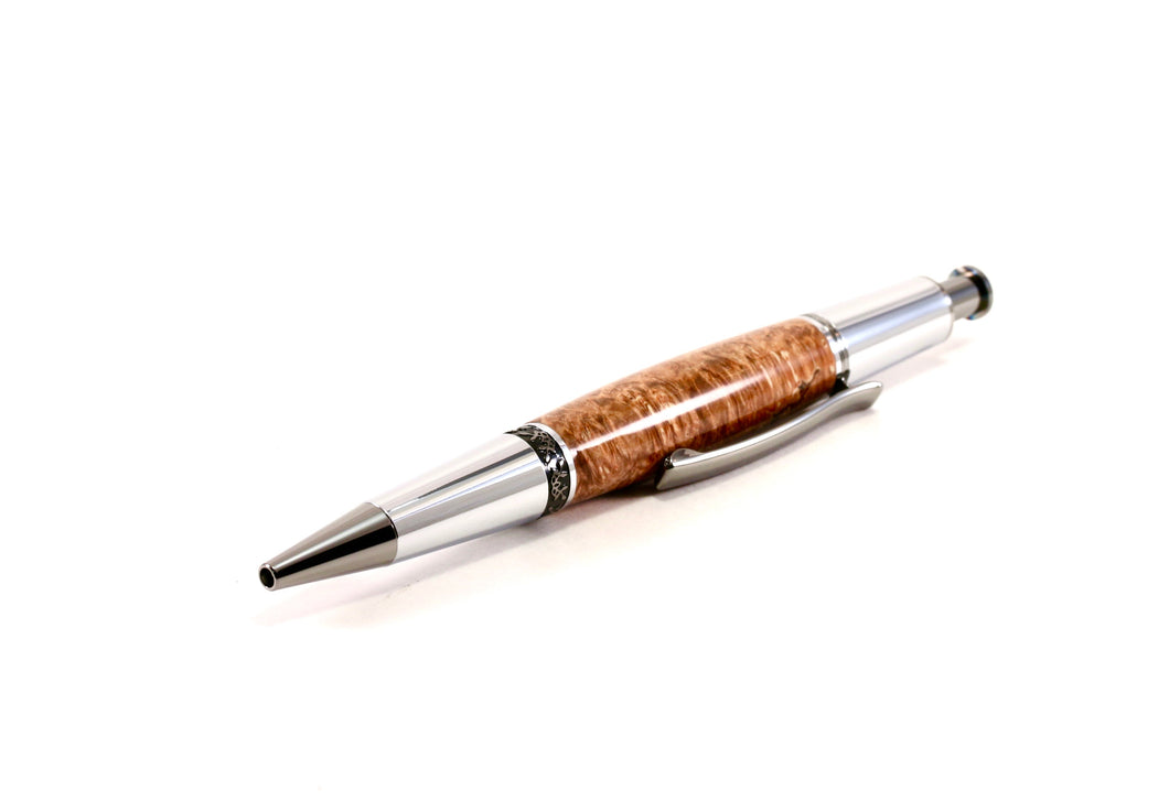 Premium Ballpoint Click Pen, Orange Box Elder Burl (450)