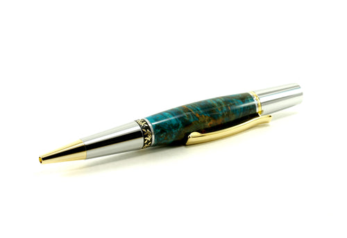Premium Wooden Writer's Pen, Turquoise Maple Burl (590)